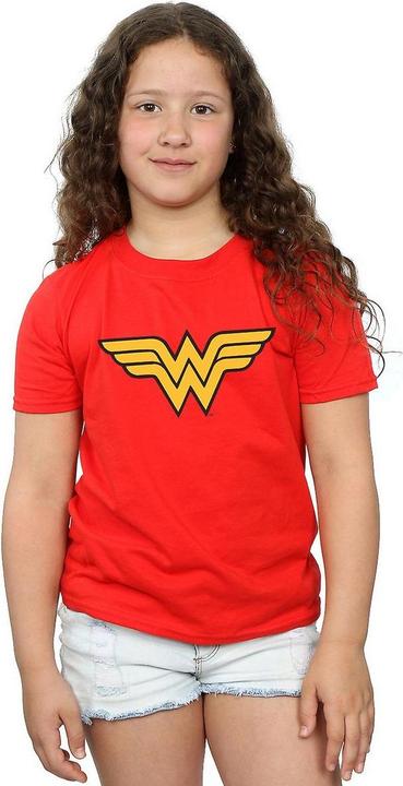 Immagine prodotto Wonder Woman Maglietta da bambina in cotone con logo (140, 146)