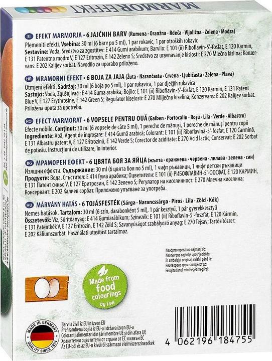 Nährwerte und Zutaten Heitmann Eierfarben Marmor Effekt (1000 ml)