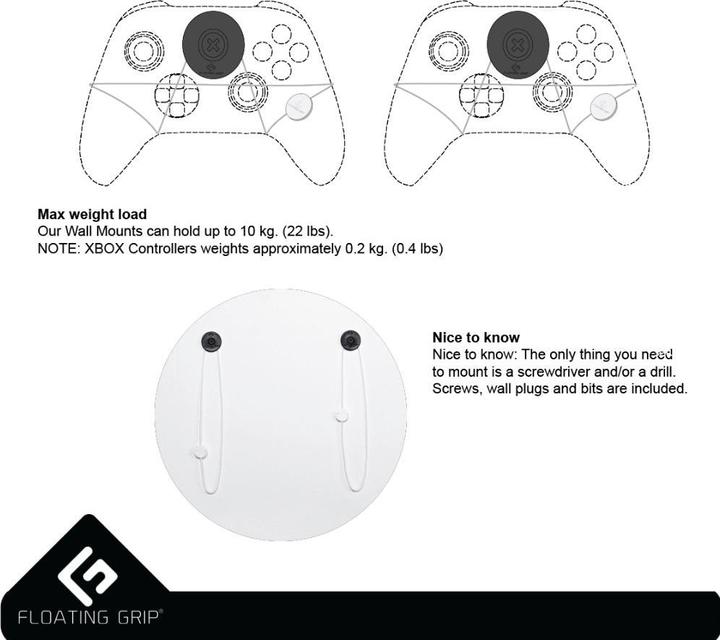 Produktbild Floating Grip XBox Controller Wandhalterung (Xbox Series X, Xbox One X, Xbox One S, Xbox Series S)