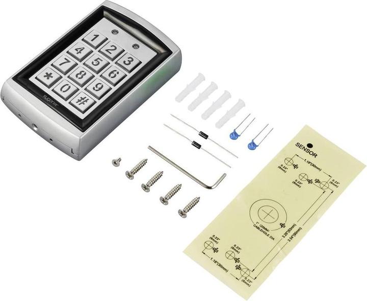 Produktbild Sygonix SY-6428612 Code-Tastatur mit RFID Oberflächenmontage 12 V DC/AC, 24 V D (Elektronische Zahlenkombination, Schlüsselkarte)