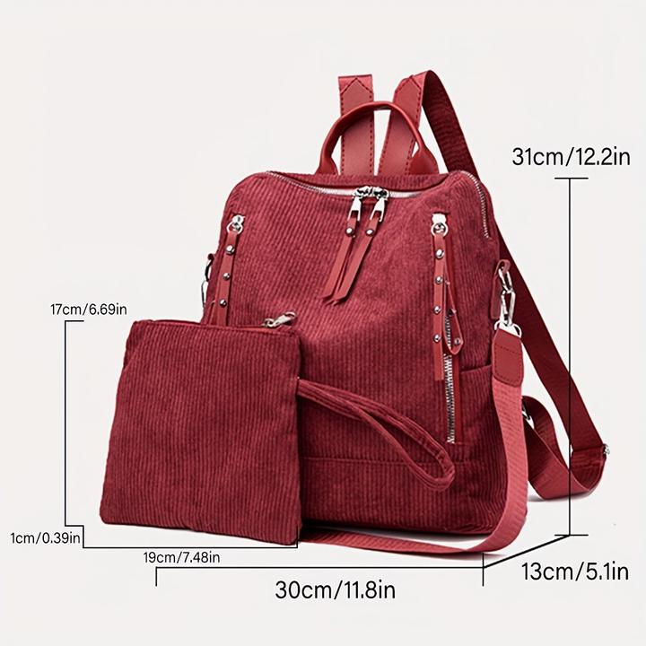 Produktbild Only-Bags.Store Schicker Cord-Rucksack - geräumig & vielseitig mit verstellbaren Riemen, Reissverschluss für den