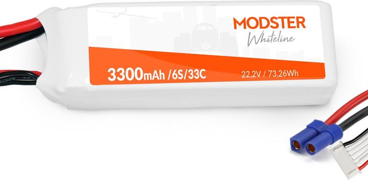 Produktbild Modster LiPo Akku 6S 22,2V 3300 mAh 30C (EC5) WhiteLine (22.20 V, 3300 mAh)