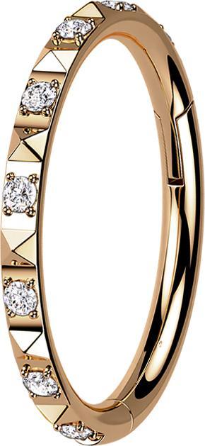 Produktbild Star Piercing Micro Segmentring klappbar rosegold seitlich Pyramiden und Kristalle silber (Titan G23, ohne Messing)