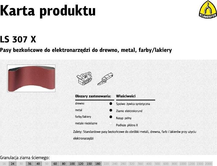 Image du produit Klingspor Courroies sans fin pour outils électriques LS307X 100 mm x 610 mm d'épaisseur. 36 /10 pcs. (36)