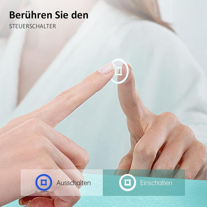Produktbild Emke Badspiegel mit Beleuchtung 100*60cm, 3X Vergrösserung, Kaltweiss6500K, Dimmbar, Touch Schalter (100 x 60 cm)