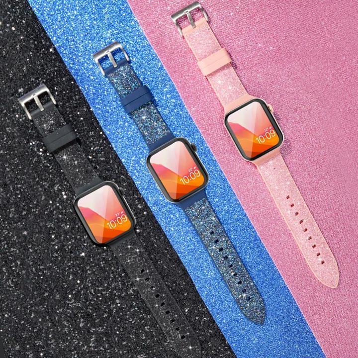 Immagine prodotto Kingxbar Serie di cinturini glitterati (38 mm, 40 mm, Silicone, Apple Watch Series 1, Apple Watch Series 2, Apple Watch Series 3, Apple Watch Serie 4, Apple Watch Serie 5, Apple Watch Serie 6, Apple Watch SE)