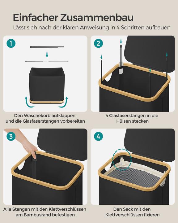 Image du produit Songmics Panier à linge 90 l, noir (90 l)