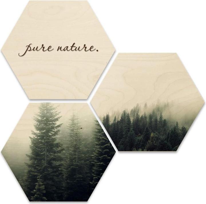 Produktbild Trenddeko Hexagon - Holz Birke-Furnier - Pure Nature Wald (3er Set) (35 x 30 cm)