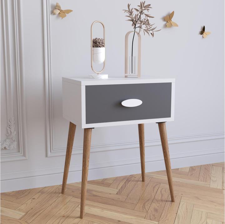 Produktbild VCM Nachtschrank Beistelltisch Schublade Konsole Boxspring Nachttisch Singol L (45 x 30 x 60 cm)