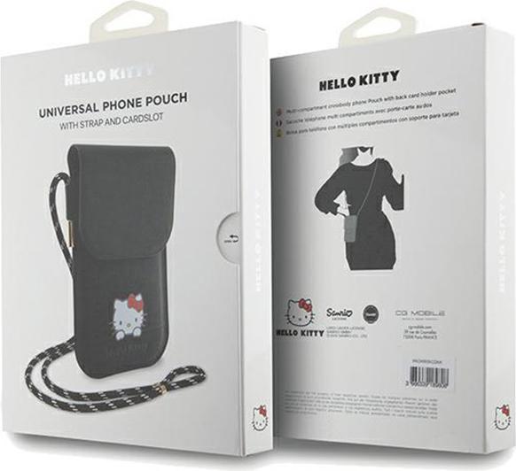 Actual product image Hello Kitty PU Smooth Leather Crossbody Case - black