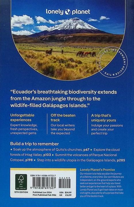 Immagine prodotto Ecuador & the Galapagos Islands (Inglese, Marchio Eveleigh, Alex Egerton, Trent Holden, Wendy Yanagihara, Marisa Paska, 2024)