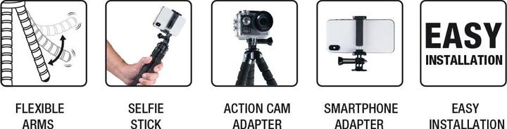 Actual product image Vivanco Flexible tripod for smartphones and action cams, black
