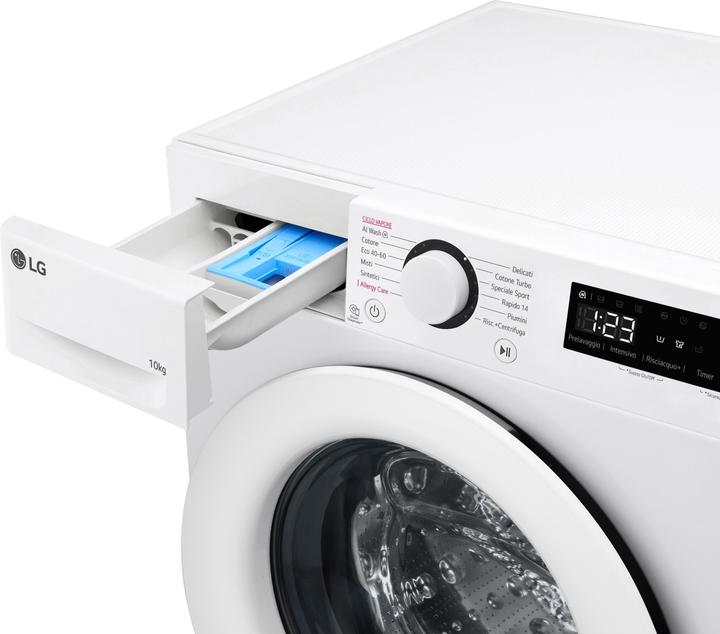 Produktbild LG F4R3010NSWW Waschmaschine 10kg AI DD, Klasse A-10%, 1400 U/min, Dampfwäsche (10 kg, Links)