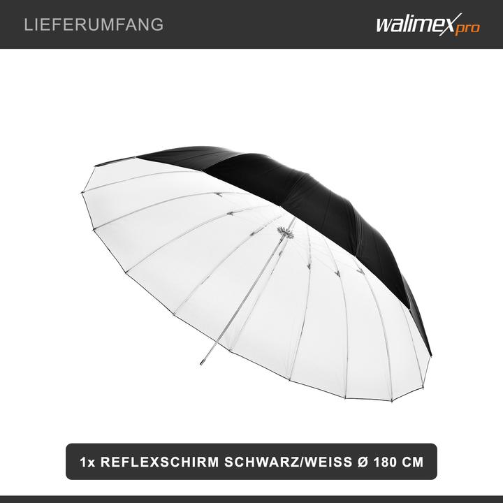 Produktbild Walimex Reflexschirm Schwarz/weiss (Schirm, 180 cm)