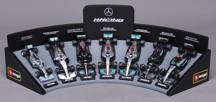 Image du produit Bburago F1 7er-Set Displaykurve Mercedes AMG Petronas 1/43