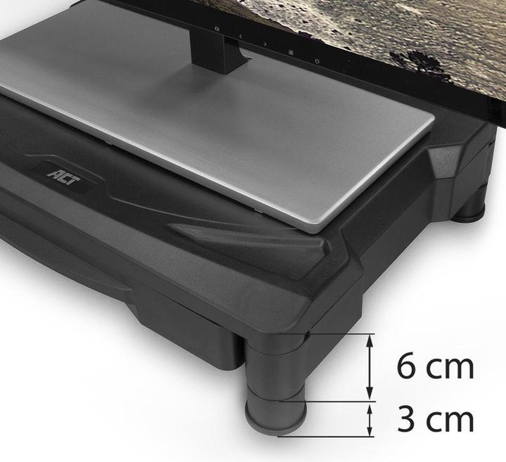 Produktbild Monitor stand extra wide with drawer, up to 10kg, adjustable height, black