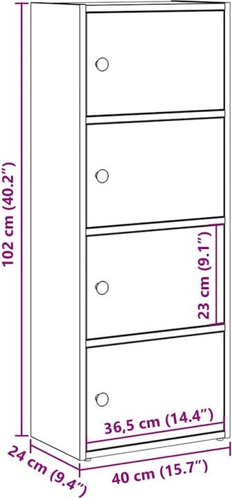 Productafbeelding VidaXL Boekenkast Grijs Sonoma 40x24x102 cm Boekenkast op houtbasis