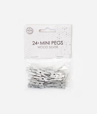 Actual product image Fiesta Mini wooden clothes pegs - silver - 24 pieces
