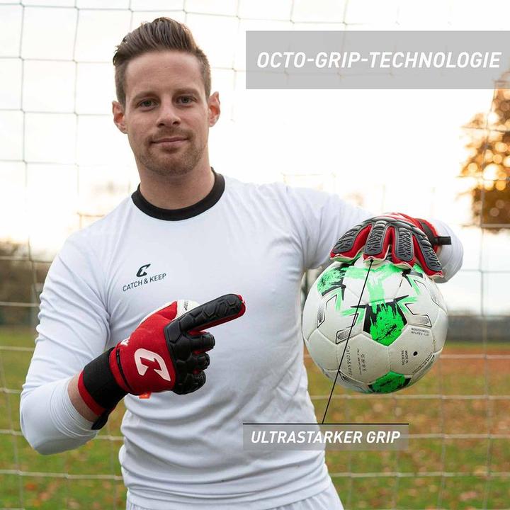 Actual product image Catch & Keep Football Gloves Fly Protect Gr. 9 Red Goalkeeper Keeper Goalie Gloves (9)