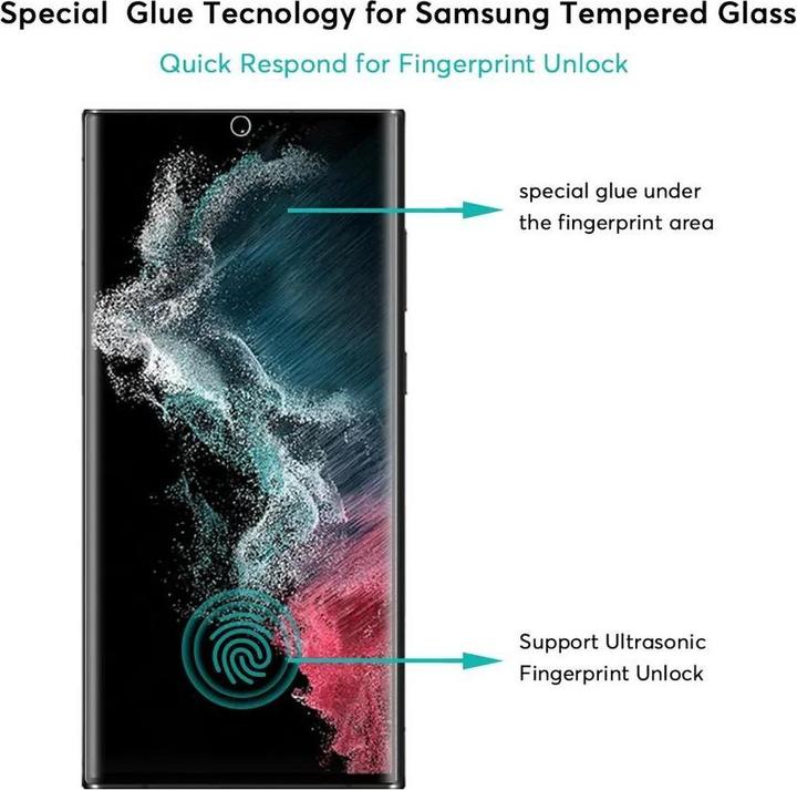 Produktbild Evelatus Galaxy S23 Ultra 2.5D Full Cover Japan Glue Glass Anti-Static (1 Stück, Samsung Galaxy S23 Ultra)