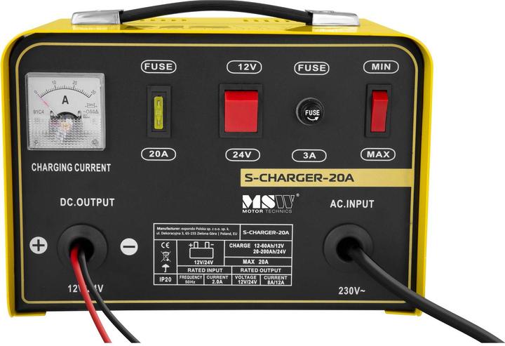 Image du produit MSW Chargeur de batterie voiture - 12/24 V - 8/12 A (12V, 24V, 12 A)