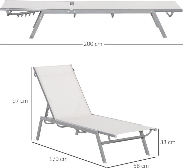 Immagine prodotto Outsunny Lettino da giardino con schienale regolabile (170 cm)