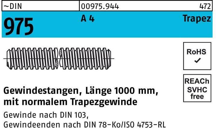 Actual product image Threaded rod DIN 975 trapezoidal thread TR 20 x 4 x 1000mm A 4
