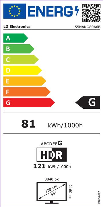 Energy Label LG 55NANO80A6B (55", NANO80, Nano-Cell, 4K, 2025)