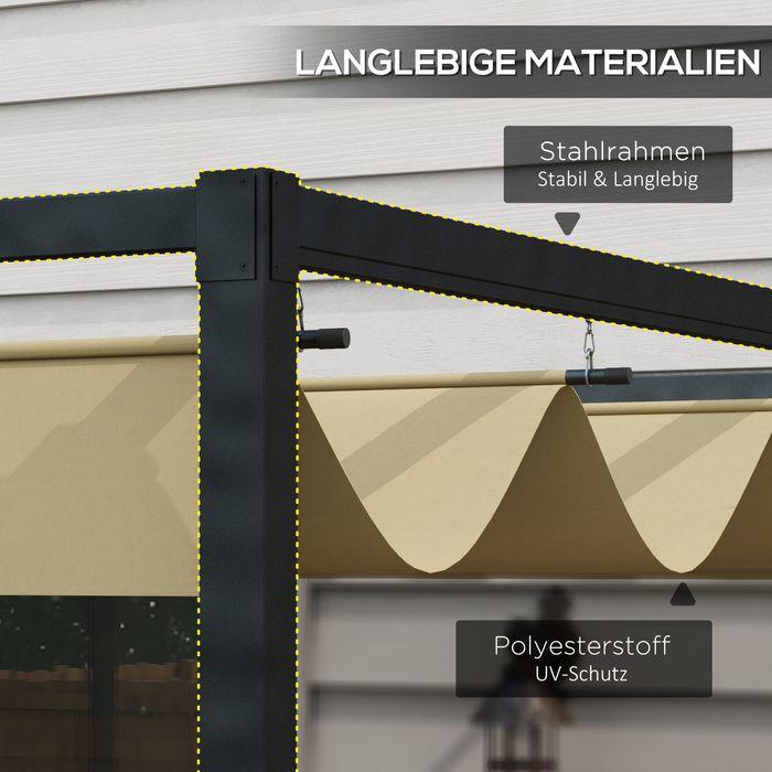 Produktbild Swisshandel24 Pergola 3x2m, mit verstellbares Dach, Freistehend, Sonnenschutz, Khaki (298 cm, 213 cm)
