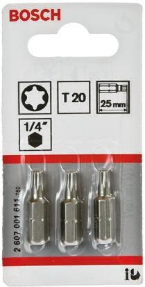 Produktbild Bosch Professional Zubehör Schrauberbit Extra-Hart T20, 25 mm, 3er-Pack (T 20)
