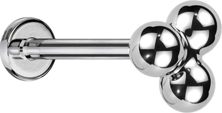 Star Piercing Micro Threadless Labret silber drei Kugeln (ohne Messing, Titan G23)