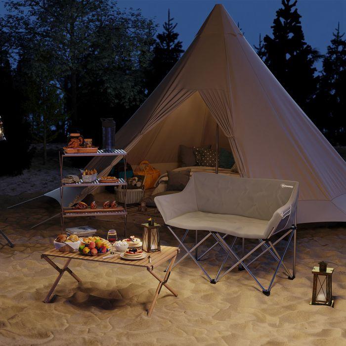 Actual product image Swisshandel24 Faltstuhl 2 Sitzer faltbar Campingstuhl mit Armlehnen Seitentasche bis 240kg