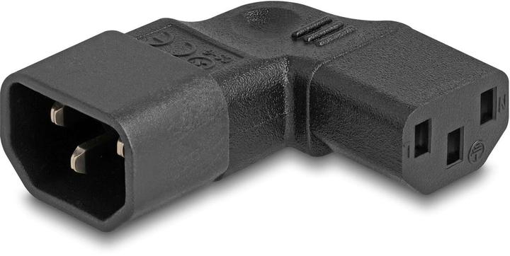 Produktbild Delock Netzadapter IEC 60320 - C14 auf C13, Stecker / Buchse, 10 A, 90ï¿½ links / rechts gewinkelt (C14, C13, C13)