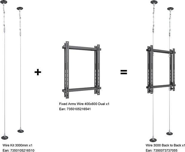 Image du produit Multibrackets Wire Kit Kit de support de câble, 3000mm, acier (Canals et tubes pour câbles)