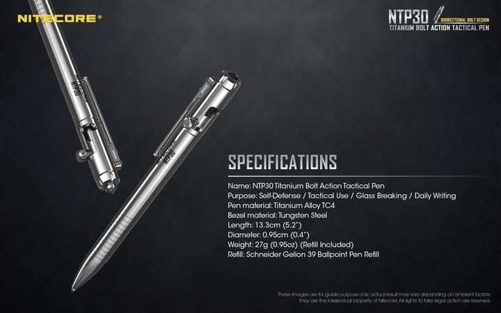 Image du produit Nitecore Stylo en titane NTP30 (Argent, 1 x)