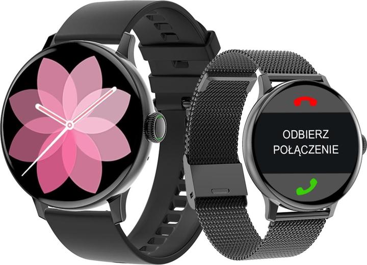 Giewont Womens Smartwatch GW330-3 Black-Black Silicone Strap + Black Bracelet