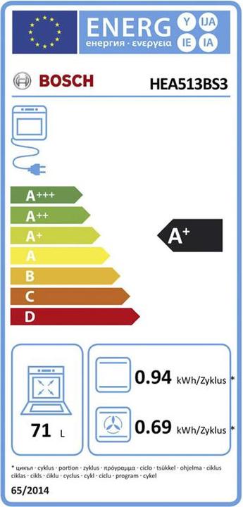 Energy Label Bosch Hausgeräte HEA513BS3 & NKE611GA2E Herdset 230V