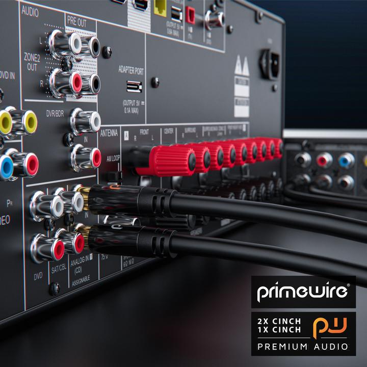 Immagine prodotto Primewire Cavo audio Cinch - Cavo coassiale a Y - Cavo per subwoofer - Da 1 spina Cinch a 2 spine Cinch (7.50 m, Cinch)