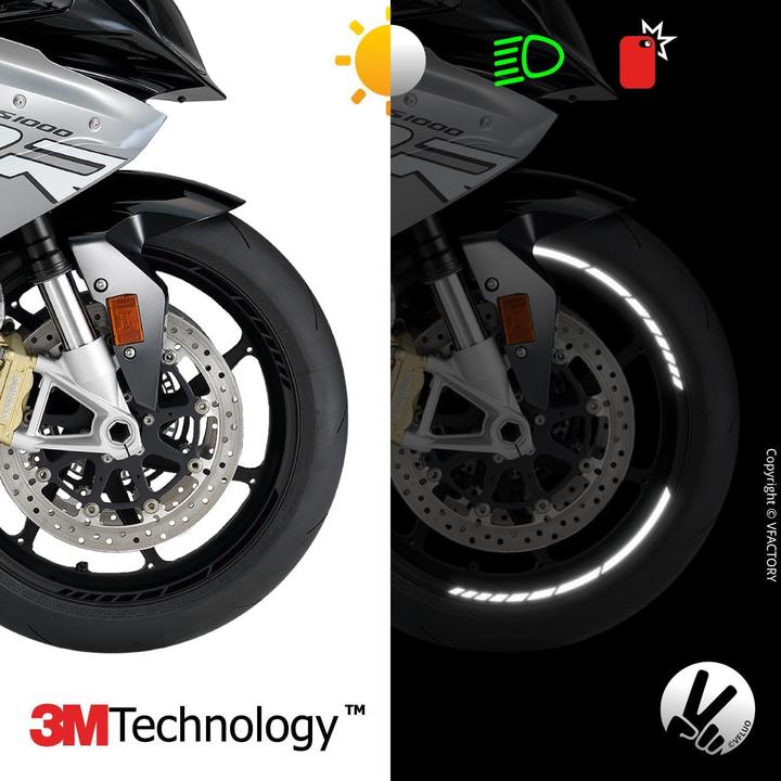 Image du produit VFluo 2er-Set Reflektierende Motorrad-Felgenaufkleber