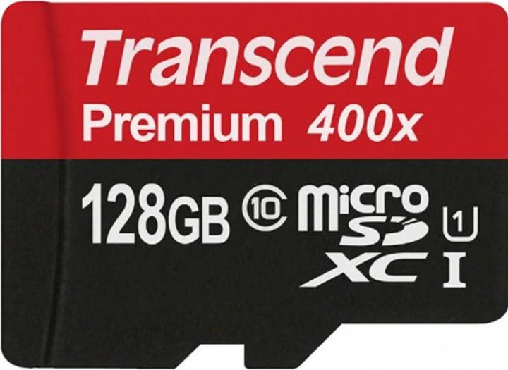 Transcend microSDXC 400x with adapter (128 GB, microSDXC, U1, UHS-I)