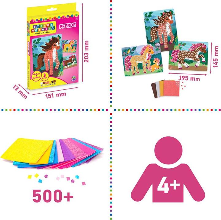 Actual product image Invento Sticky Mosaic Travel Pack Horses 3 motifs