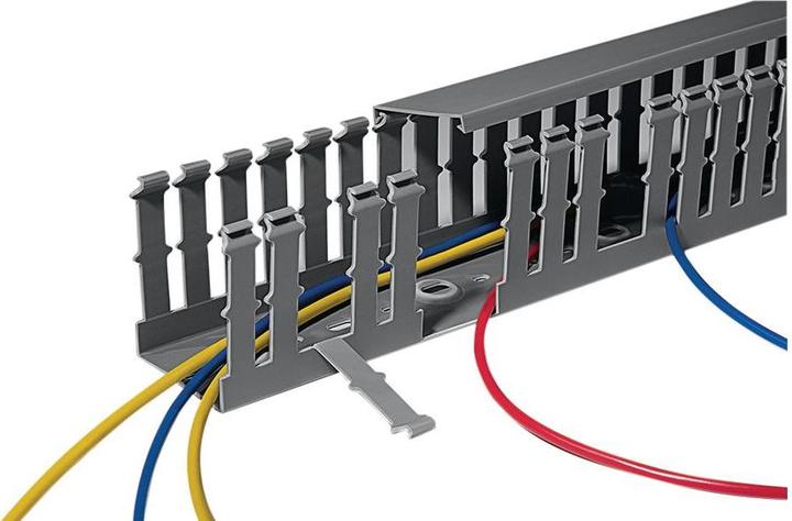 Produktbild HellermannTyton Verdrahtungskanal HTWD-PW-120X80 Höhe 80mm, Breite 120mm, Schlitzabstand 12mm, Schlitzbreite 8mm, Au (Kabelkanal, 200 cm)