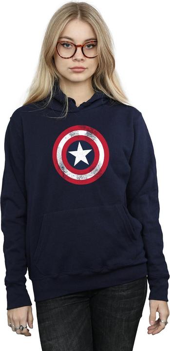 Image du produit Sweat à capuche Captain America Distressed Shield - Femmes/Ladies (S)
