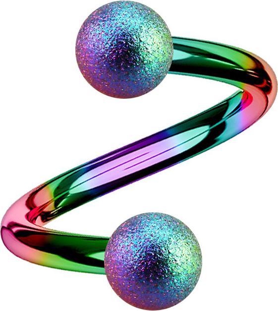Produktbild Star Piercing Micro Spirale farbig mit zwei Kugeln gesprenkelt (Chirurgenstahl 316L)