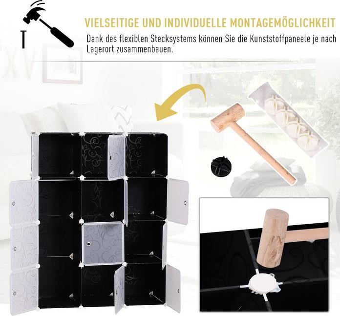 Image du produit Swisshandel24 Penderie DIY Système d'étagères Étagère enfichable Cube Penderie avec tringle à vêtements 2 + 6 (111 x 47 x 145 cm)