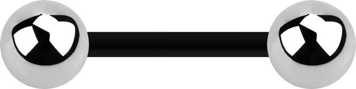 Actual product image Star Piercing Barbell black with two silver balls (Bioflex, Surgical steel 316L, without brass)