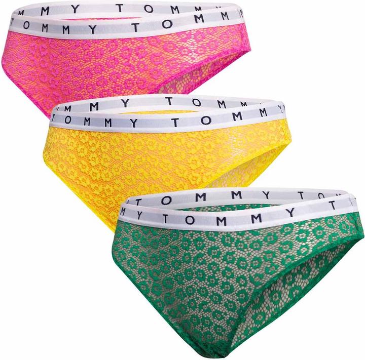 Produktbild Tommy Hilfiger Damen 3P Full Lace Bikini Style Unterwäsche, Solar Yellow/Green Mal/Pink Amour, S (S)