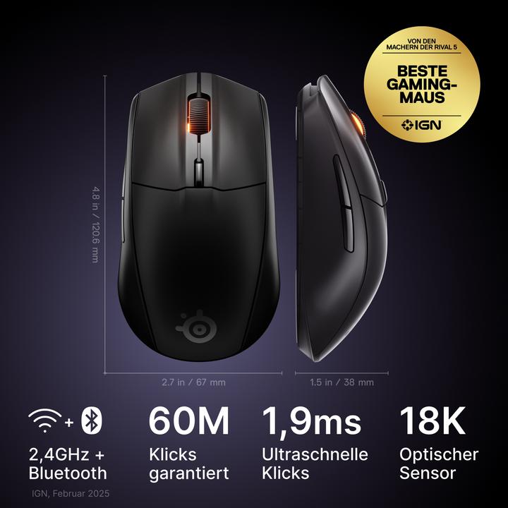 Produktbild SteelSeries Rival 3 WL Gen 2 - Black (Kabellos)