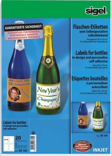 Actual product image Sigel InkJet bottle labels A4
