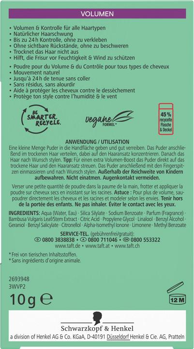 Produktbild Schwarzkopf Taft Sofort Volumen Powder